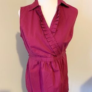 Motherhood Pink Sleeveless Ruffles Collared Top S